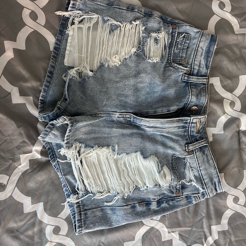 American Eagle Outfitters Light Blue Distressed Jean Shorts